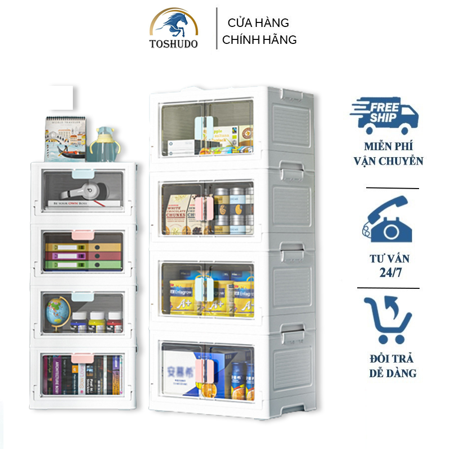 Hộp đựng đồ dùng một cửa trong suốt, thùng đựng đa năng có thể gấp gọn tiện dụng