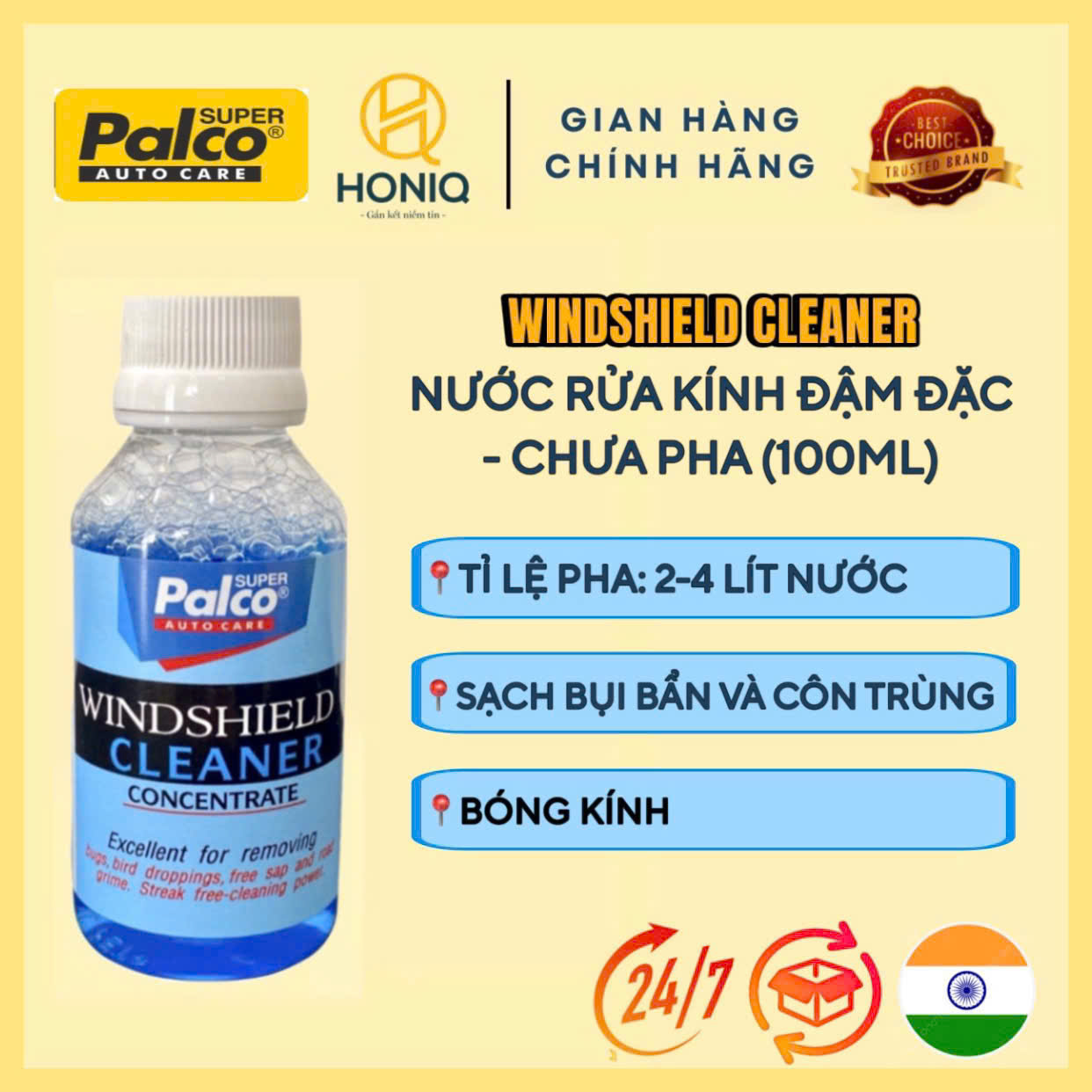 Nước Rửa Kính Đậm Đặc Cao Cấp Palco 100mL cho Các Dòng Xe Ô Tô