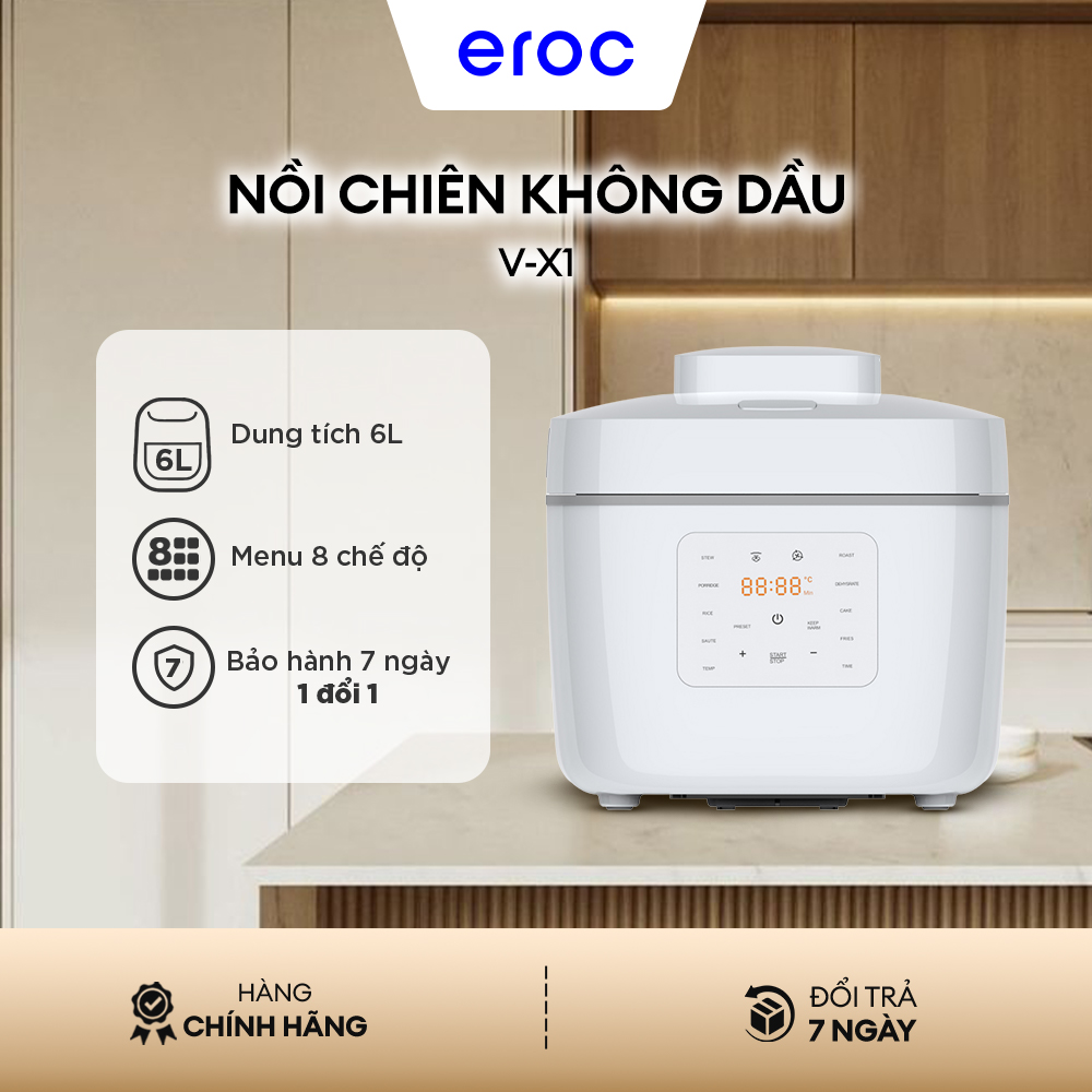 Nồi chiên kiêm nồi cơm đa chức năng 6 lít eroc v-x1 bảo hành đổi mới 12 tháng