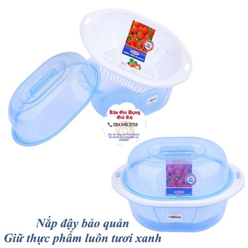 Bộ rổ chậu có nắp đậy tiện dụng No2521 - Nhựa Song Long