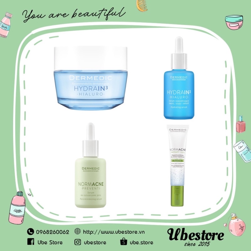 Combo kem dưỡng + tinh chất dermedic hydrain3/ normacne