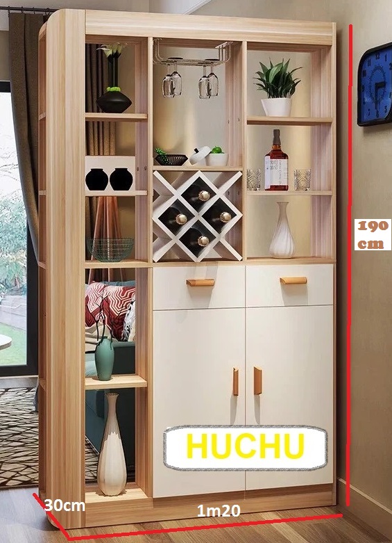 Kệ - Tủ rượu trang trí bo cong kiêm vách ngăn phòng khách kiêm tủ giày dép