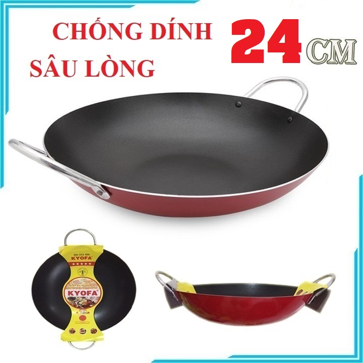 Chảo Chống Dính 2 Quai Chất Lượng Cao Kích Thước 24CM - Chảo Hợp Kim Nhôm Chất Lượng Cao, Chống Dính và Khả Năng Chịu Nhiệt Cao