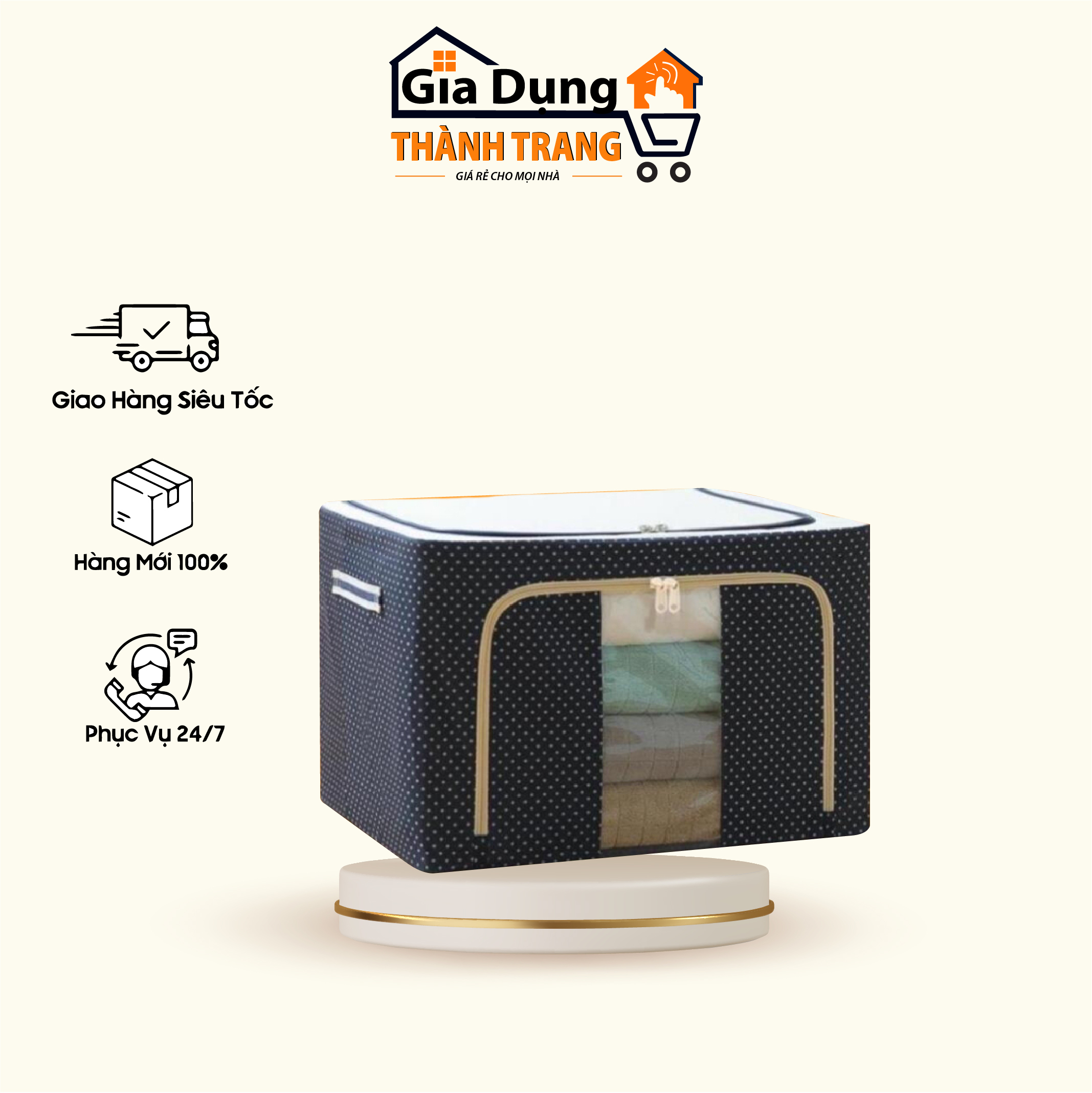 Túi Vải Khung Thép Xếp Gọn Quần Áo, Chăn Màn Chống Ẩm Mốc - Túi Đựng Chăn Màn Khung Sắt Cao Cấp