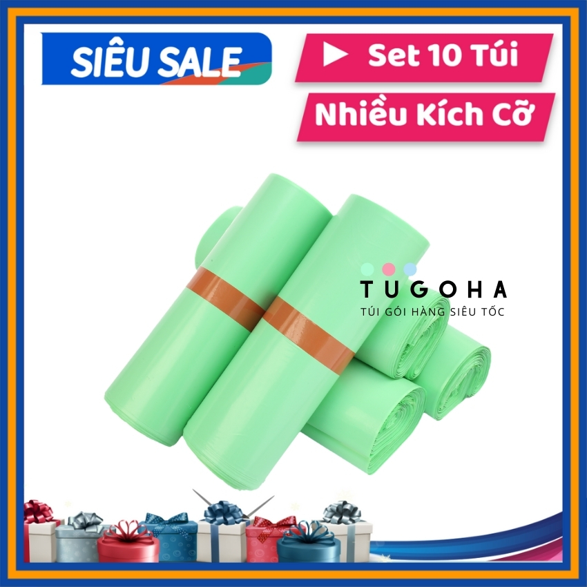 [Set 10 túi][Màu Xanh Mint] Túi Gói Hàng TUGOHA, Siêu Tốc, Niêm phong, Tự dính + [TẶNG KÈM]  Phiếu Ship Siêu Kute