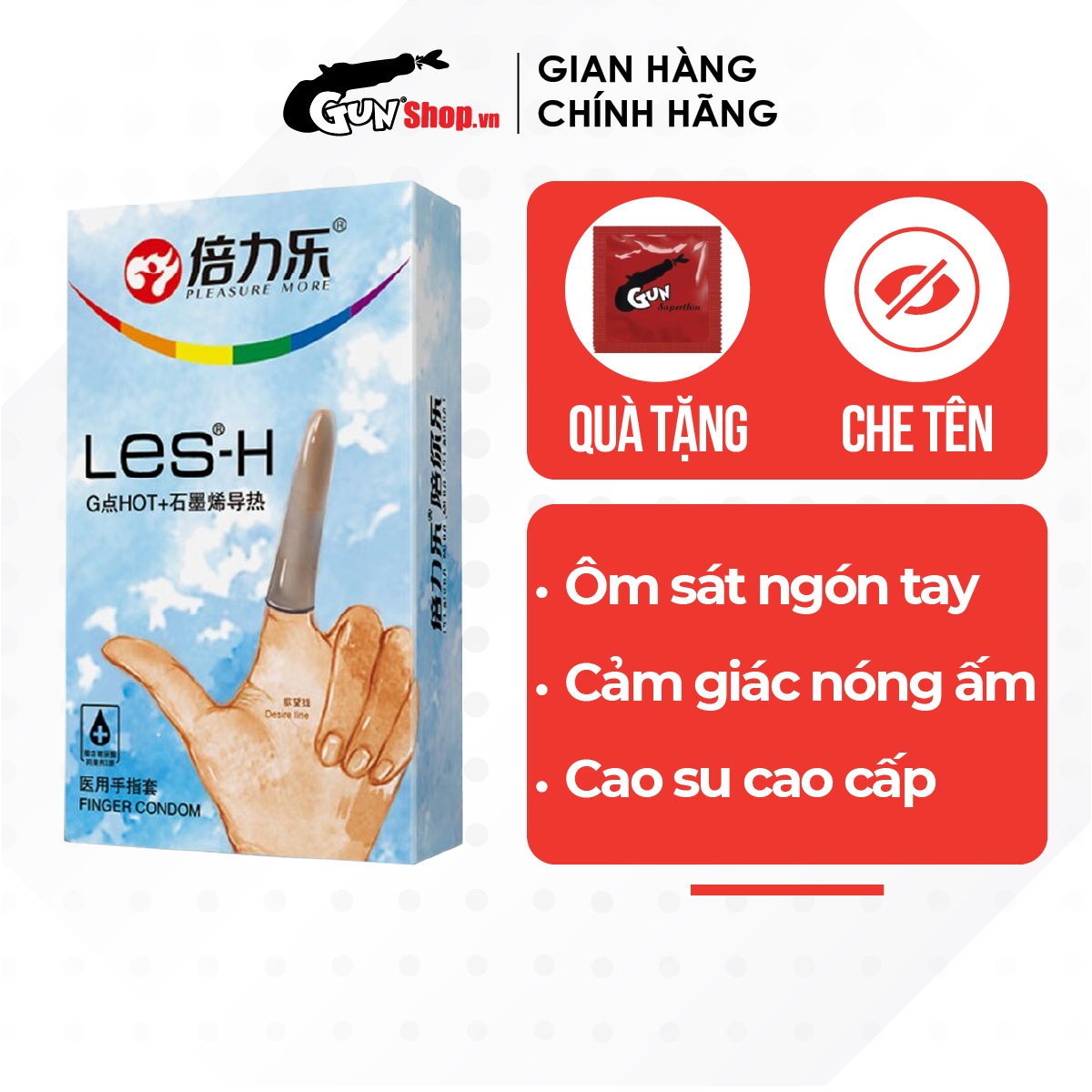 Bao cao su ngón tay nóng ấm Beilile Les-H - Hộp 8 cái | GUNSHOP VIỆT NAM