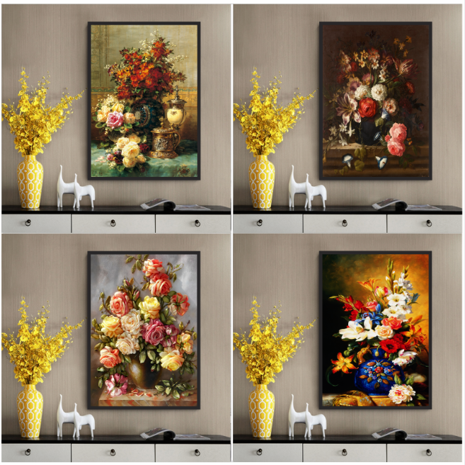 Khung tranh vải canvas tranh treo tường - hoa - kèm khung 40x60 cm