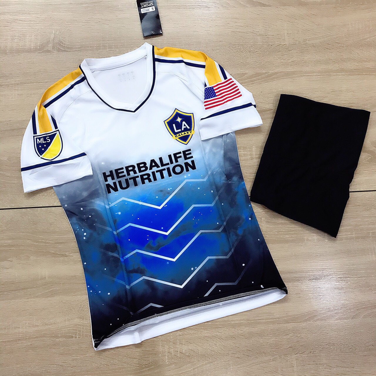 Bộ quần áo bóng đá LA GALAXY trắng chế cực đẹp thun thái cao cấp