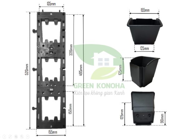 Module khung chậu đơn trồng rau trồng cây green konoha