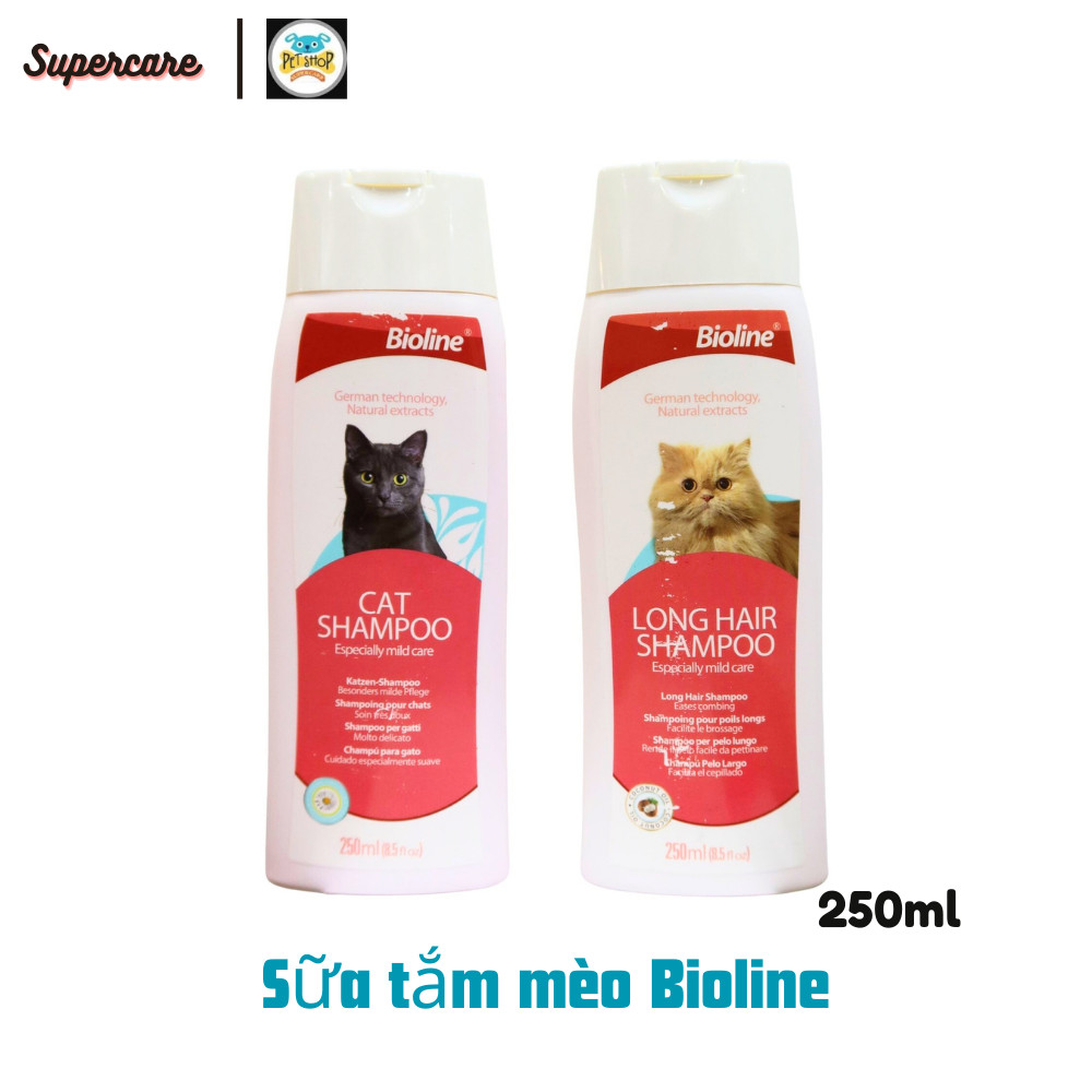 Sữa Tắm Dưỡng Da Lông Mèo Bioline 250ml (mèo lông dài & lông ngắn)