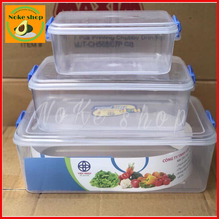 Bộ 3 hộp nhựa đựng thực phẩm Việt Nhật 2 khóa