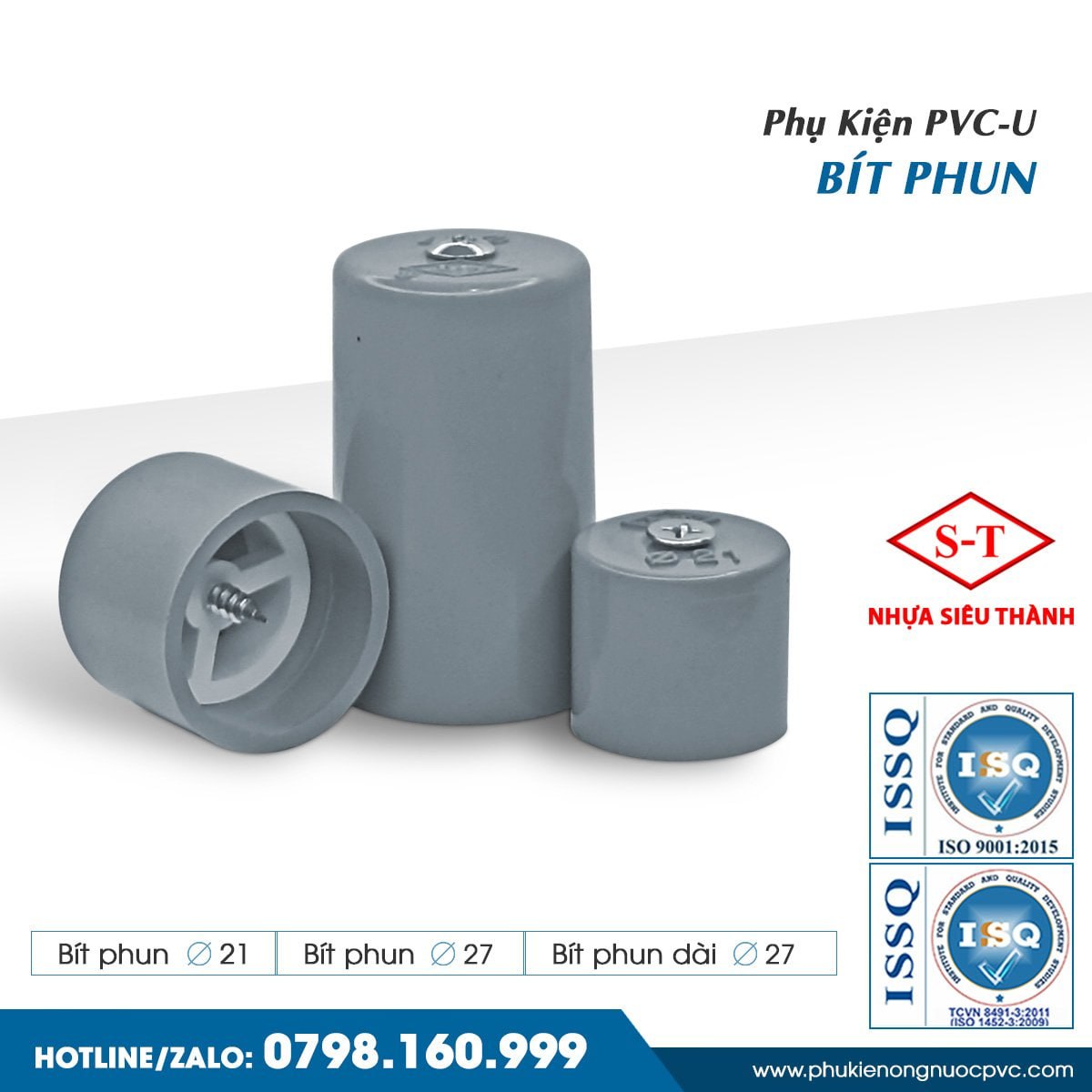 Béc vít phun cao upvc phi 21, phi 27 st