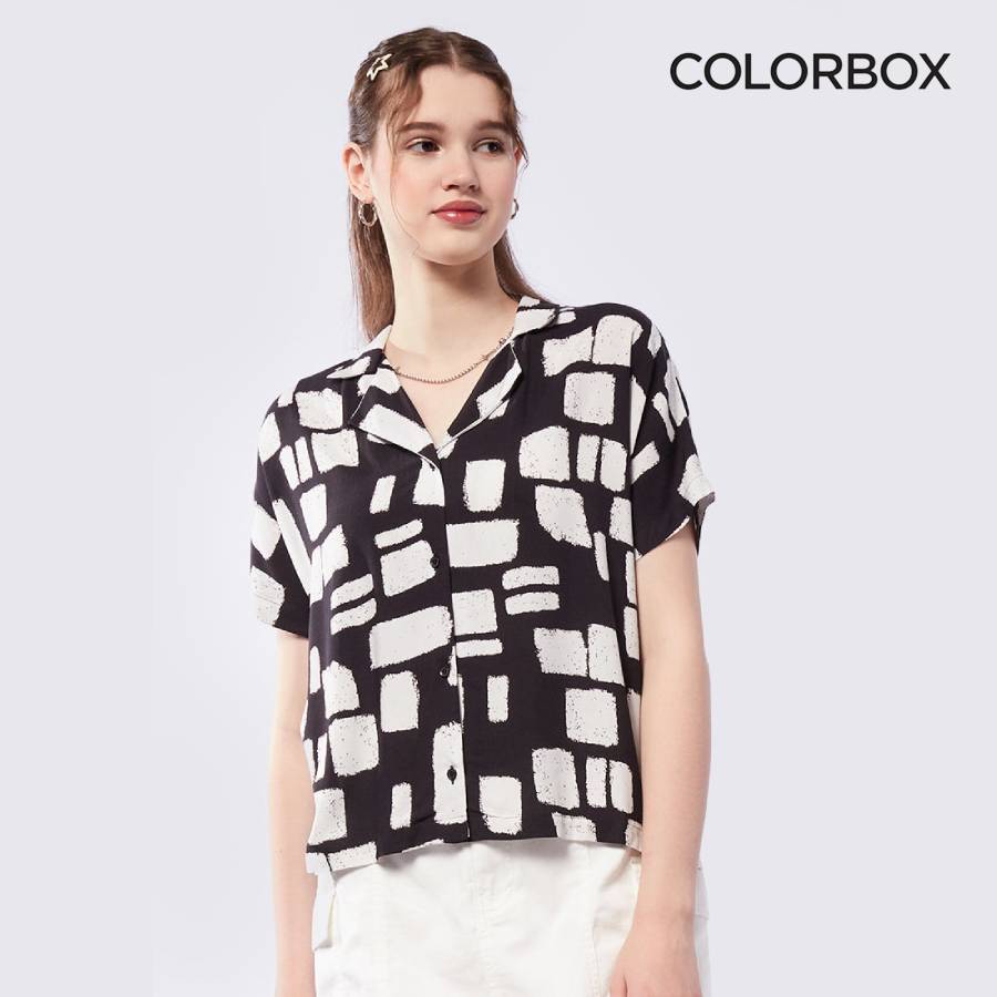 Colorbox áo sơ mi in họa tiết ngắn tay thời trang nữ