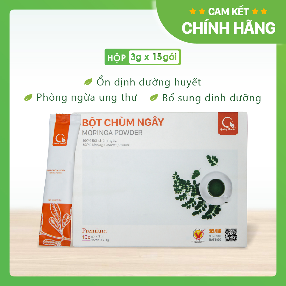[CHÍNH HÃNG] Bột Chùm Ngây Quảng Thanh 100% Nguyên Chất Sấy Lạnh Ngừa ung thư, ổn định đường huyết - Hộp 45g  [ DATE MỚI ]