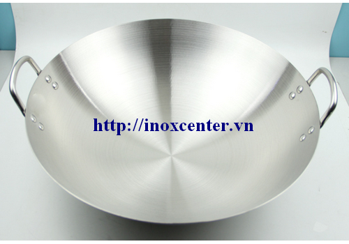 Chảo xào sâu lòng – chảo inox 2 quai 1 đáy loại nhỏ / size 30 cm đến 46 cm