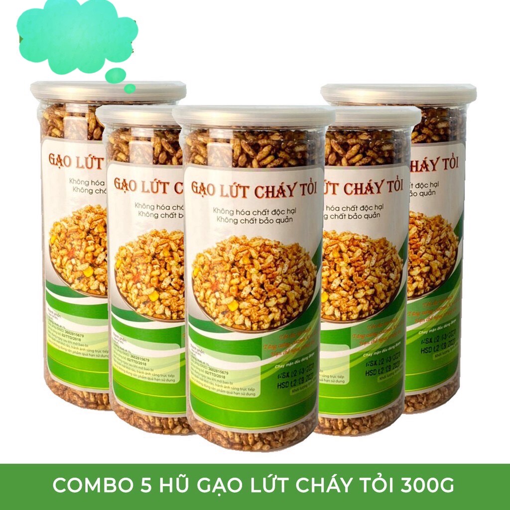 Gạo lức cháy tỏi- ăn chay dược- combo 5 hộp- bao ngon - 1500g