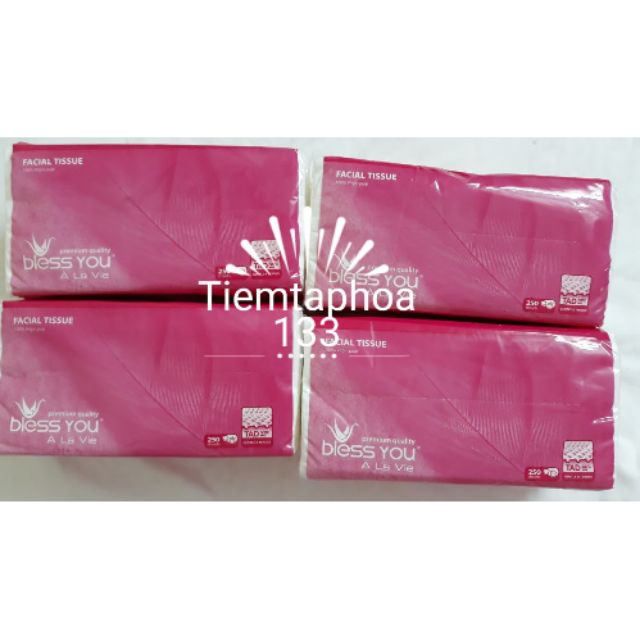 Combo 4 gói khăn giấy rút Bless You 250 tờ, khăn ăn