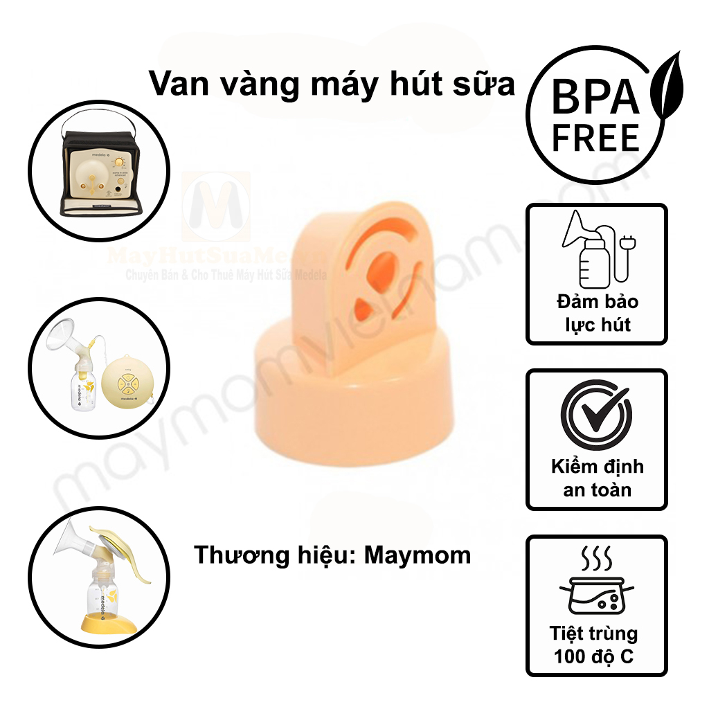 Van vàng máy hút sữa medela sản xuất bởi maymom