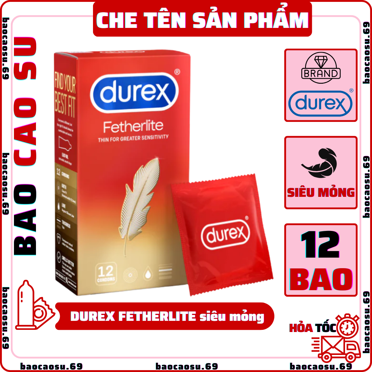 Bao cao su durex fetherlite siêu mỏng 12 bao