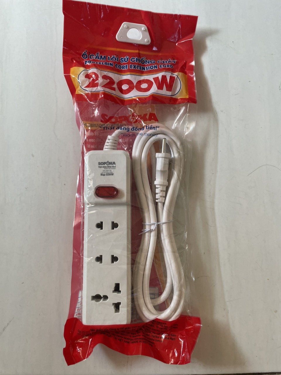 Ổ cắm điện chịu tải lõi sứ sopoka cháy, chống va đập sopoka 2200 - 6000w