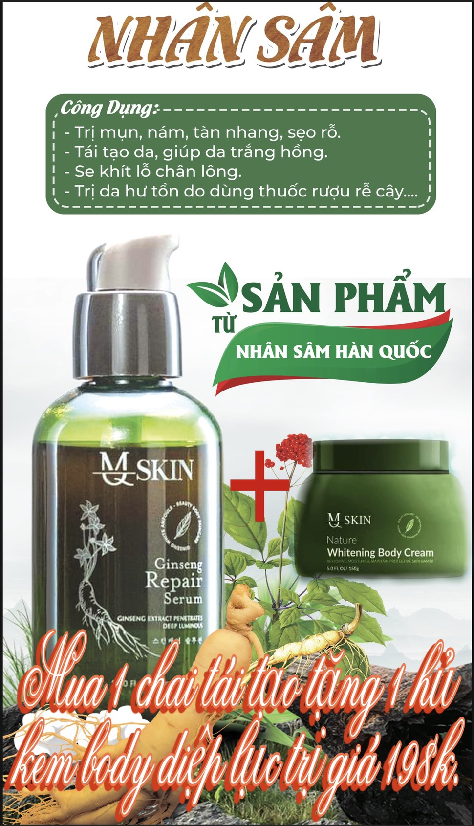 Serum tái tạo da nhân sâm mq-skin