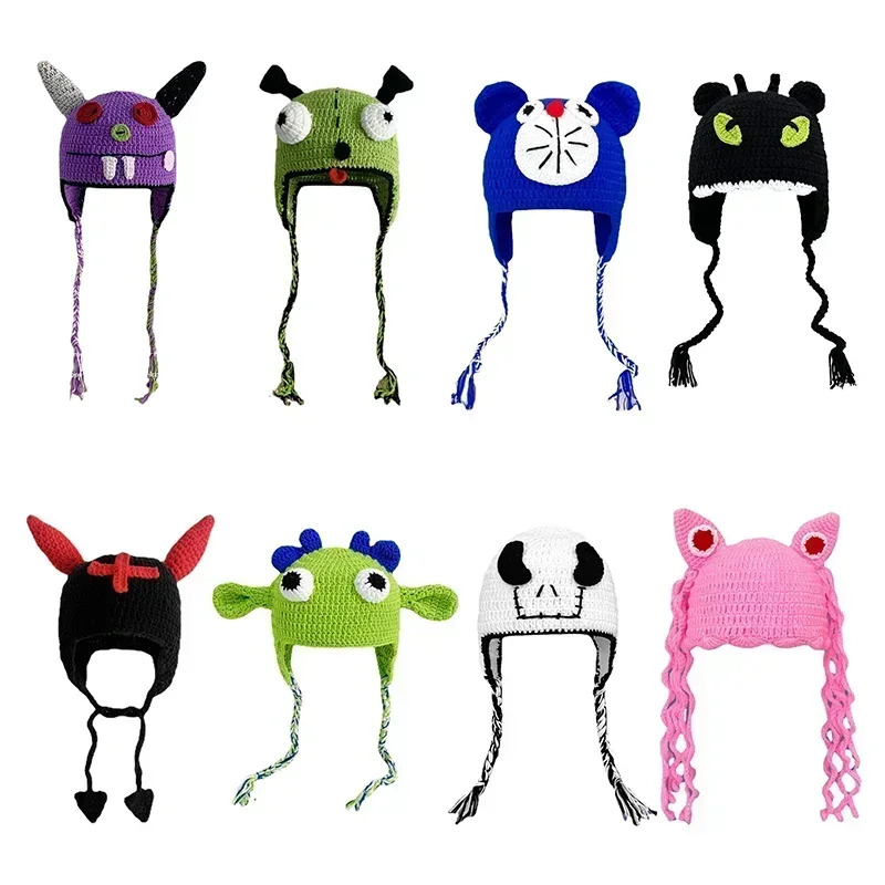 Vui Phim Hoạt Hình Skullies Beanie Dễ Thương Len Đan Hat Mặt Nạ Người Đàn Ông Phụ Nữ Mùa Đông Ấm Áp Quái Vật Áo Thun Giáng Sinh Cosplay Trang Phục Quà Tặng