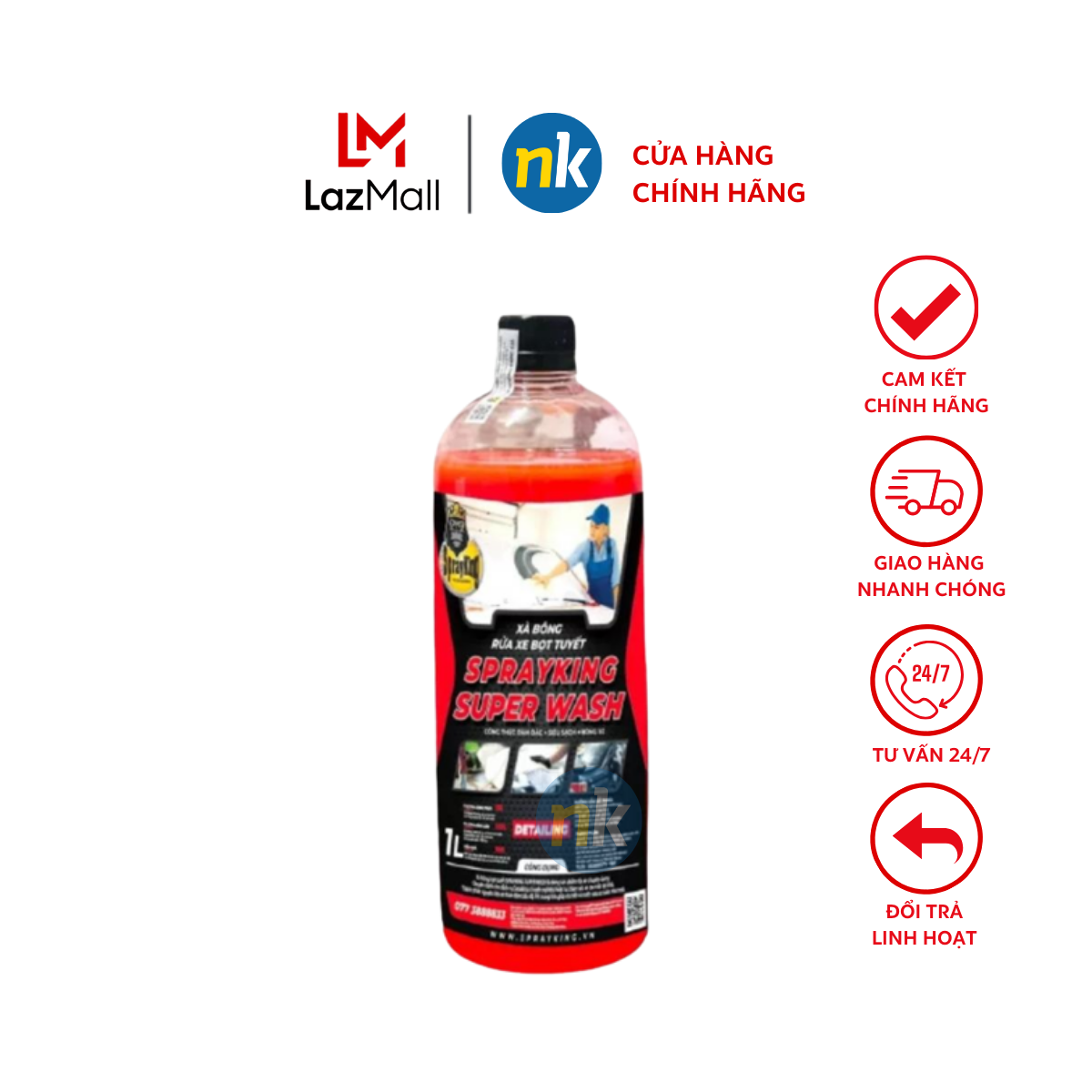 [Chính Hãng] Sprayking Super Wash 1000ml - Nước rửa xe tạo bọt tuyết, xà phòng rửa xe siêu sáng bóng, mùi hương thơm mát, dễ chịu, giúp màu sơn bền màu, bóng loáng