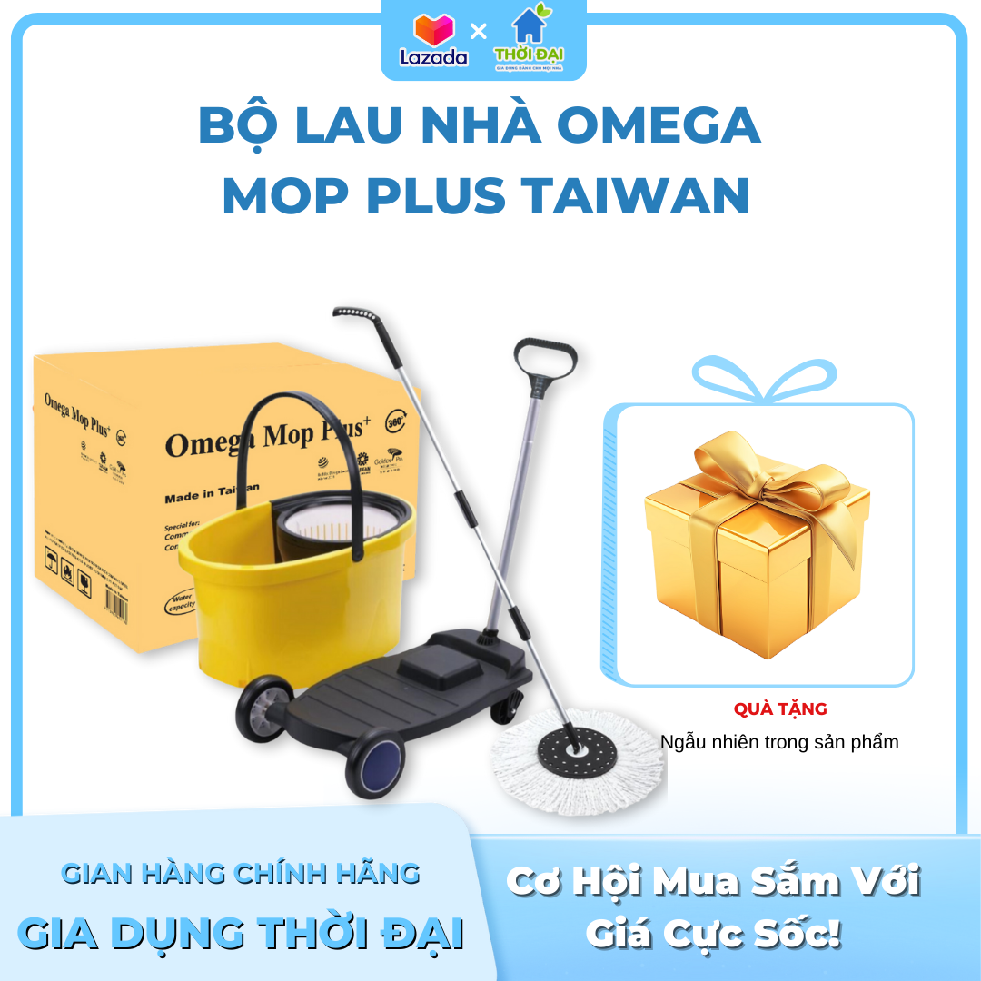 Bộ lau nhà xe đẩy công nghiệp omega mop plus taiwan