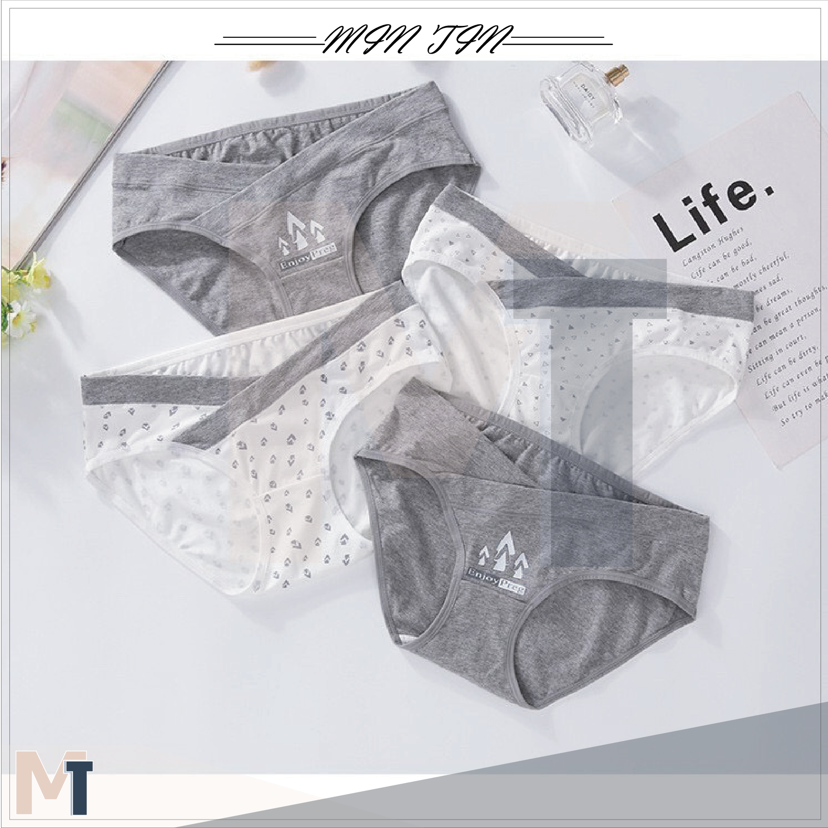 Quần lót cotton bầu kháng khuẩn combo 4 quần - quần lót bầu cotton thoải mái cho mẹ bầu