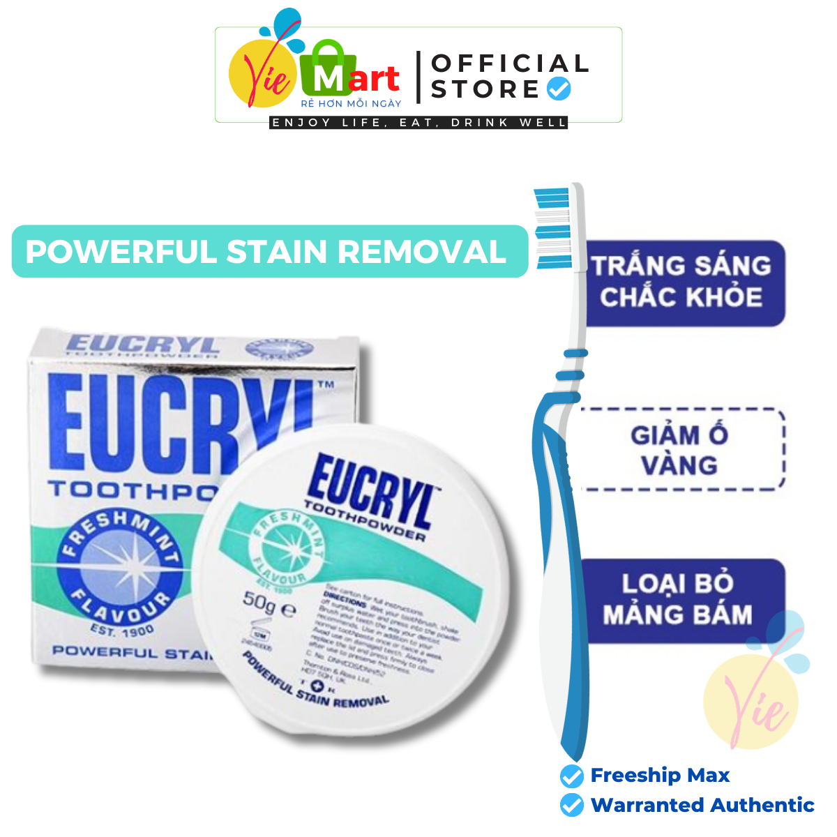 Eucryl teeth whitening-eucryl powerful stain removal wax powder 50g