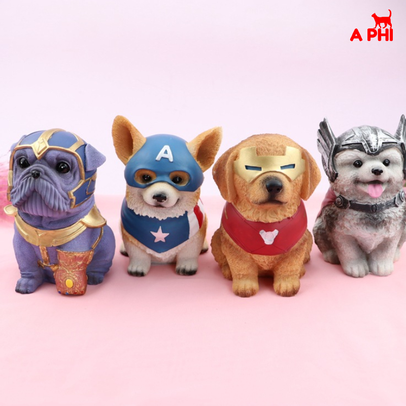 Mô hình cún con siêu anh hùng: Thanos, Captain America, Thor, Iron Man