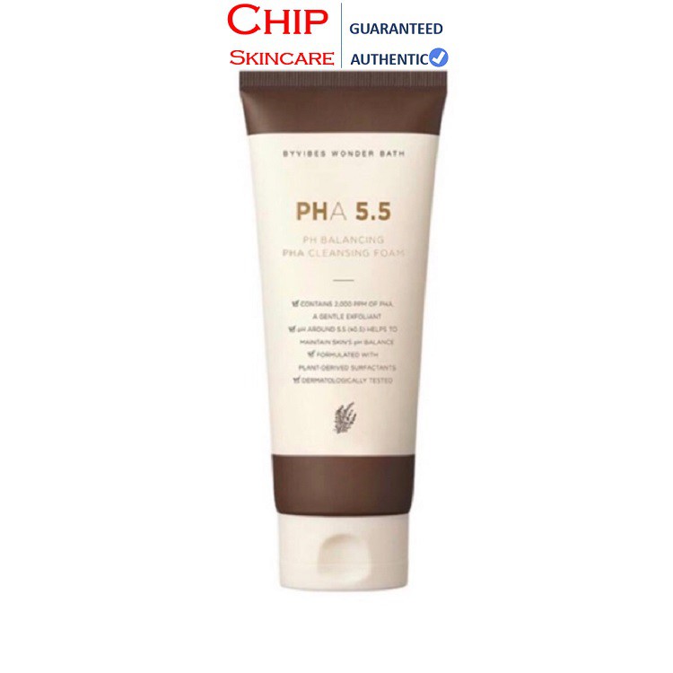 Sữa rửa mặt byvibes wonder bath pha 5.5 ph balancing pha cleansing foam 150ml - chip skincare