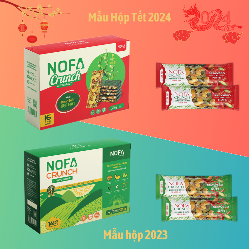 Thanh rong biển kẹp hạt dinh dưỡng NOFA (8 thanh - 16 miếng) hộp 200g