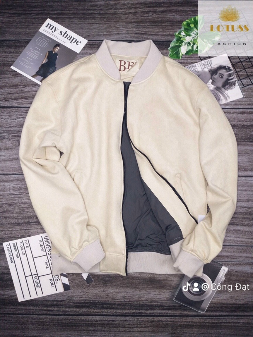 Áo khoác bomber nam da lộn 2 lớp chất da