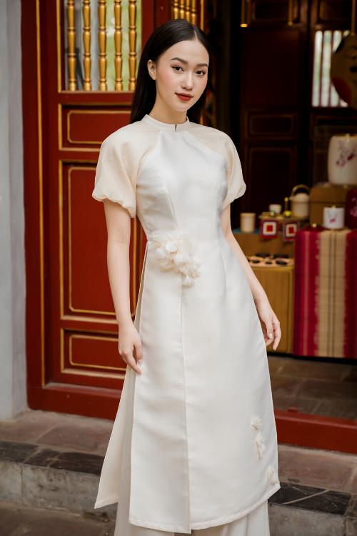 Áo Dài Hai Tà Đính Hoa Nữ