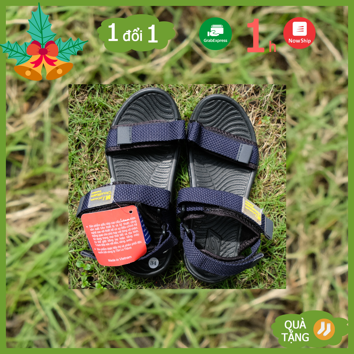 [HCM]Sandal xanh đen dành cho người lớn giày quai ngang unisex xanh đen Việt Nam – May House Shop