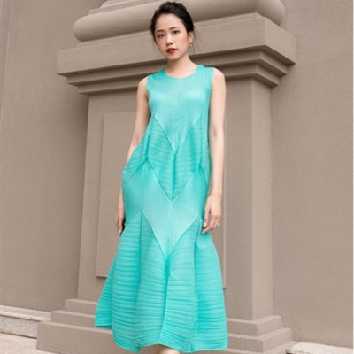 Đầm xếp ly không tay Origami style - Xanh ngọc