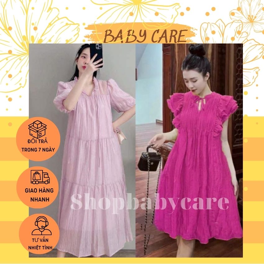 Váy bầu babydoll chất mát kiểu dáng tiểu thư cho mẹ bầu- dầm bầu xinh giá rẻ phù hợp mọi dịp