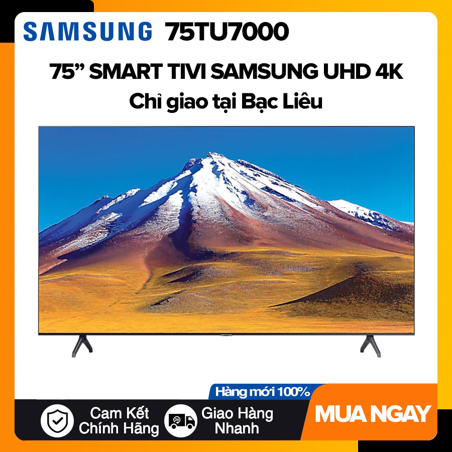 Smart tivi samsung 75 inch uhd 4k - model 75tu7000 crystal processor 4k, uhd dimming, auto motion plus, dvb-t2, tivi giá rẻ - bảo hành 2 năm