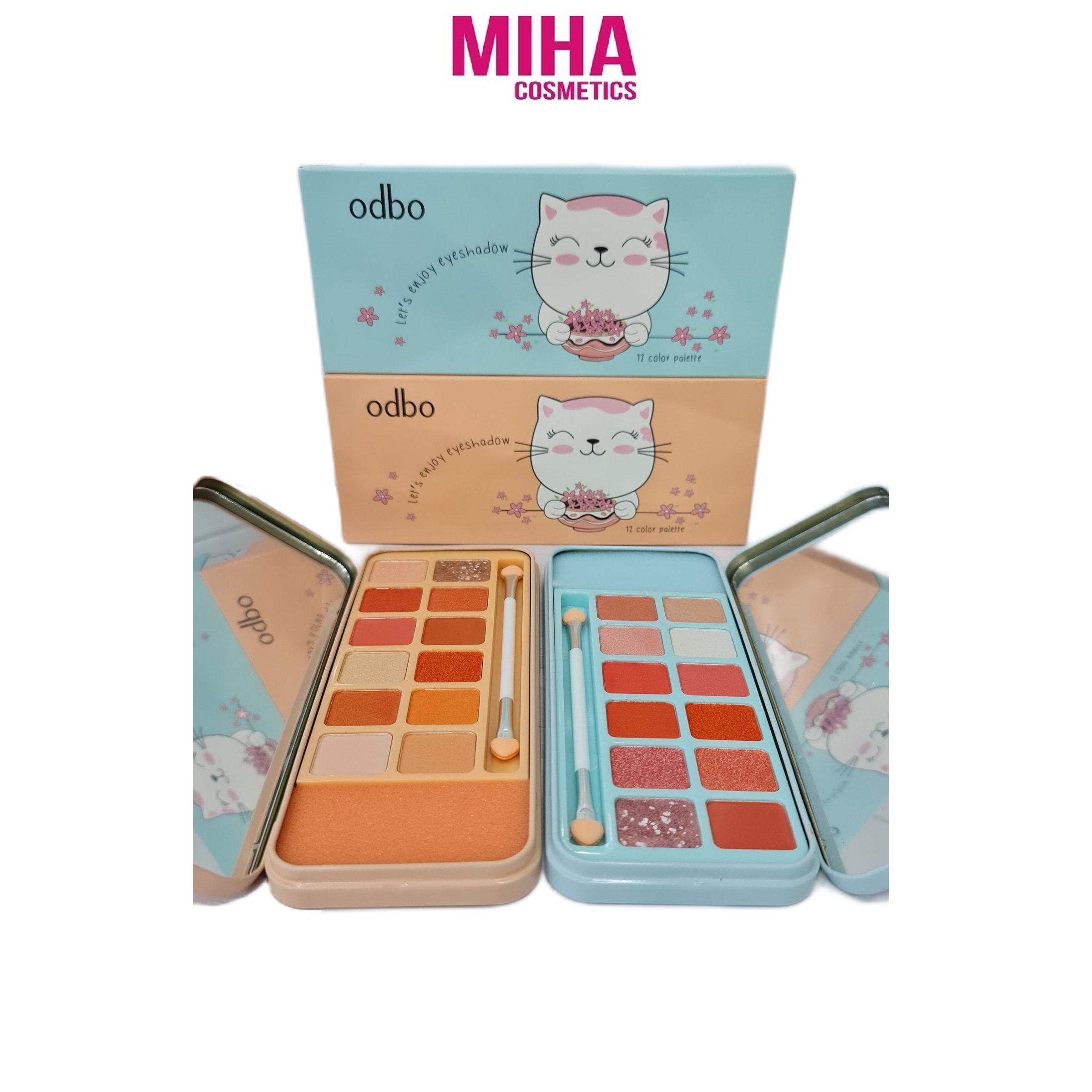 Bảng 12 ô phấn mắt odbo mèo let's enjoy eyeshadow thái lan
