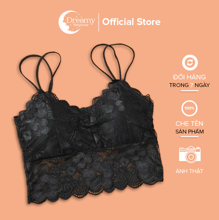 Áo bra ren hoa cúc mềm mại có mút rời có 3 màu trắng, đen, nude dreamy b01
