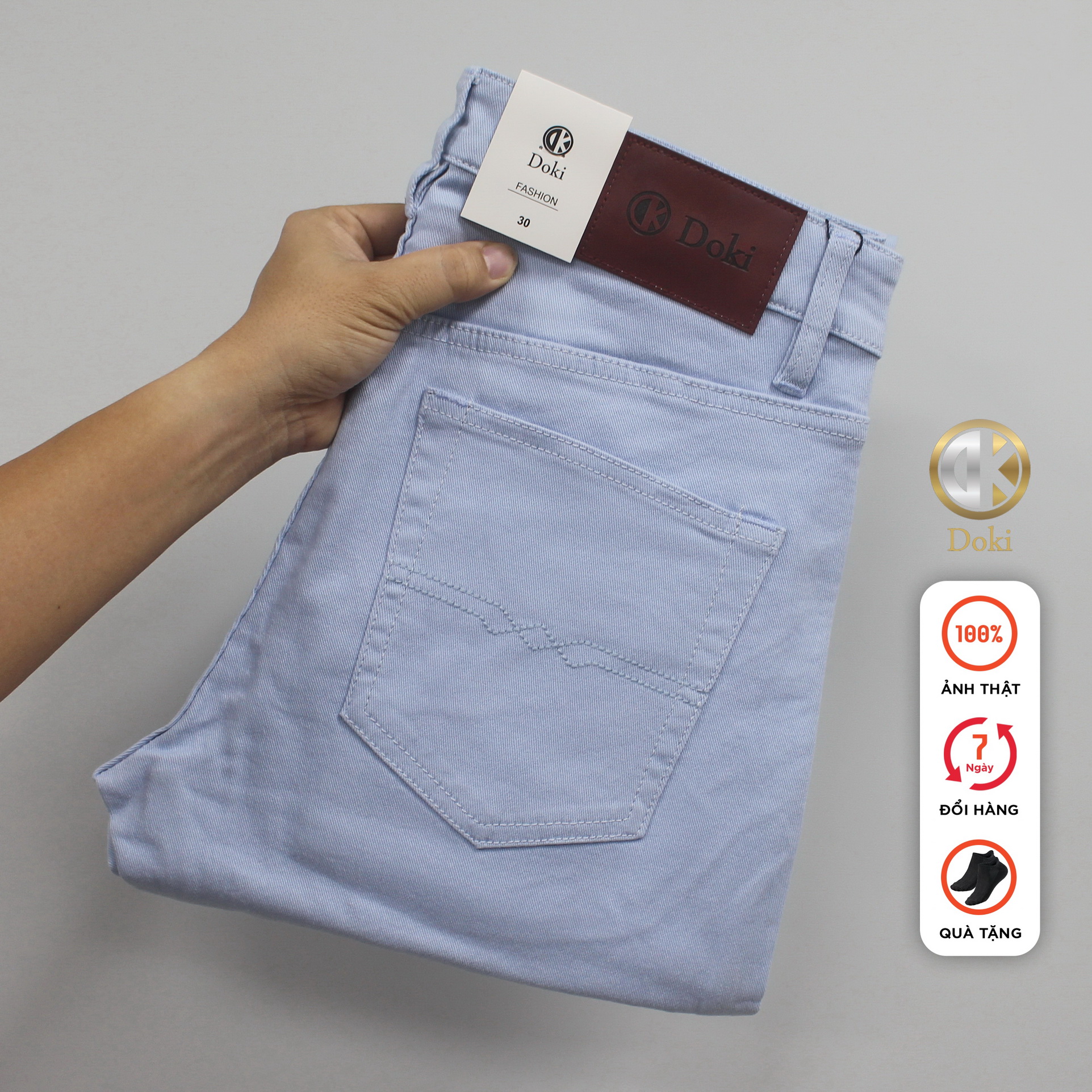  Quần Kaki Jean Màu Xanh dương denim đẹp lạ DKA Quần Kaki Nam Dáng đứng Chất vải co giãn thoáng mát lịch sự trẻ trung - Doki 