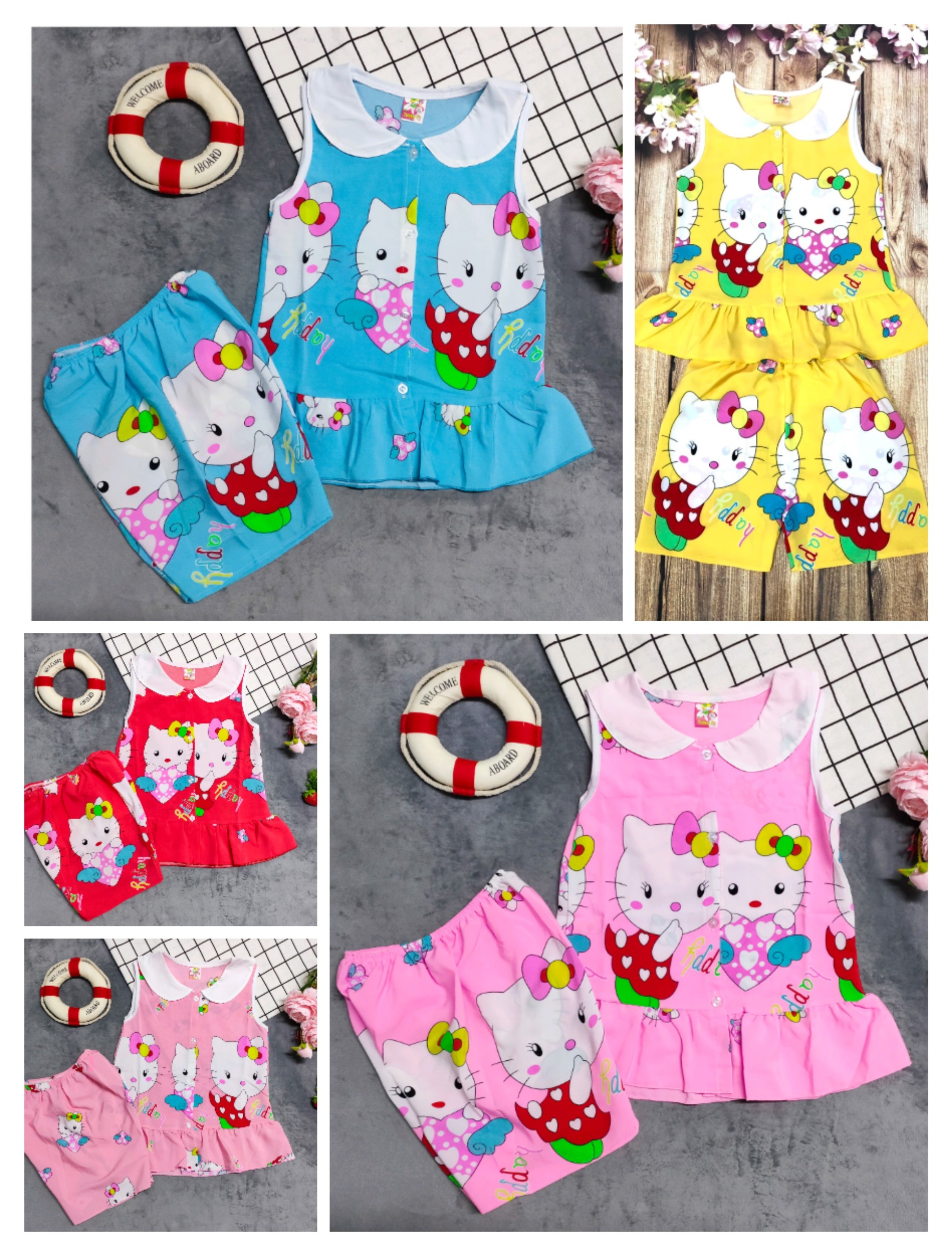 Combo 3 bộ lụa sát nách khuy giữa bé size 14-20kg