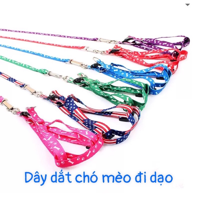 Dây dắt có yếm mềm cho chó mèo đi dạo Size 1cm