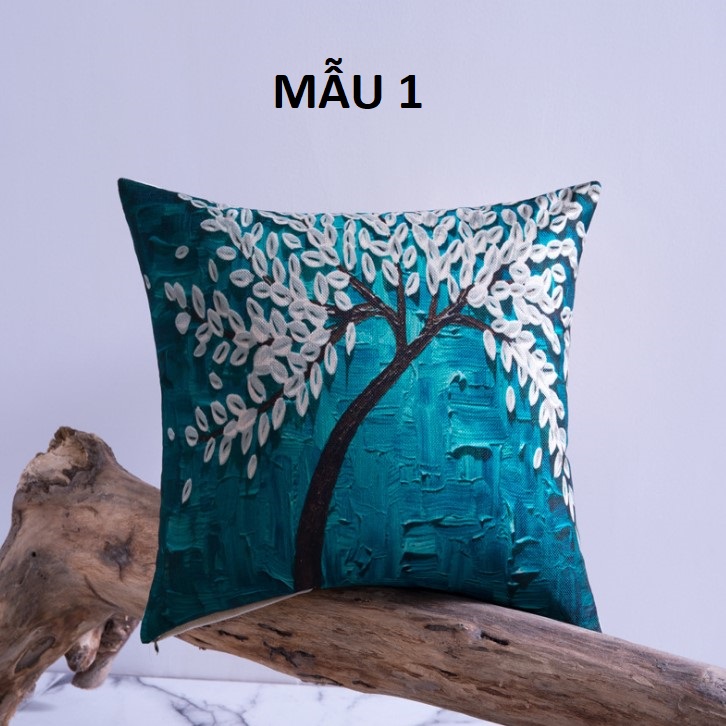 Vỏ gối tựa lưng gối sofa in cây hoa 3D