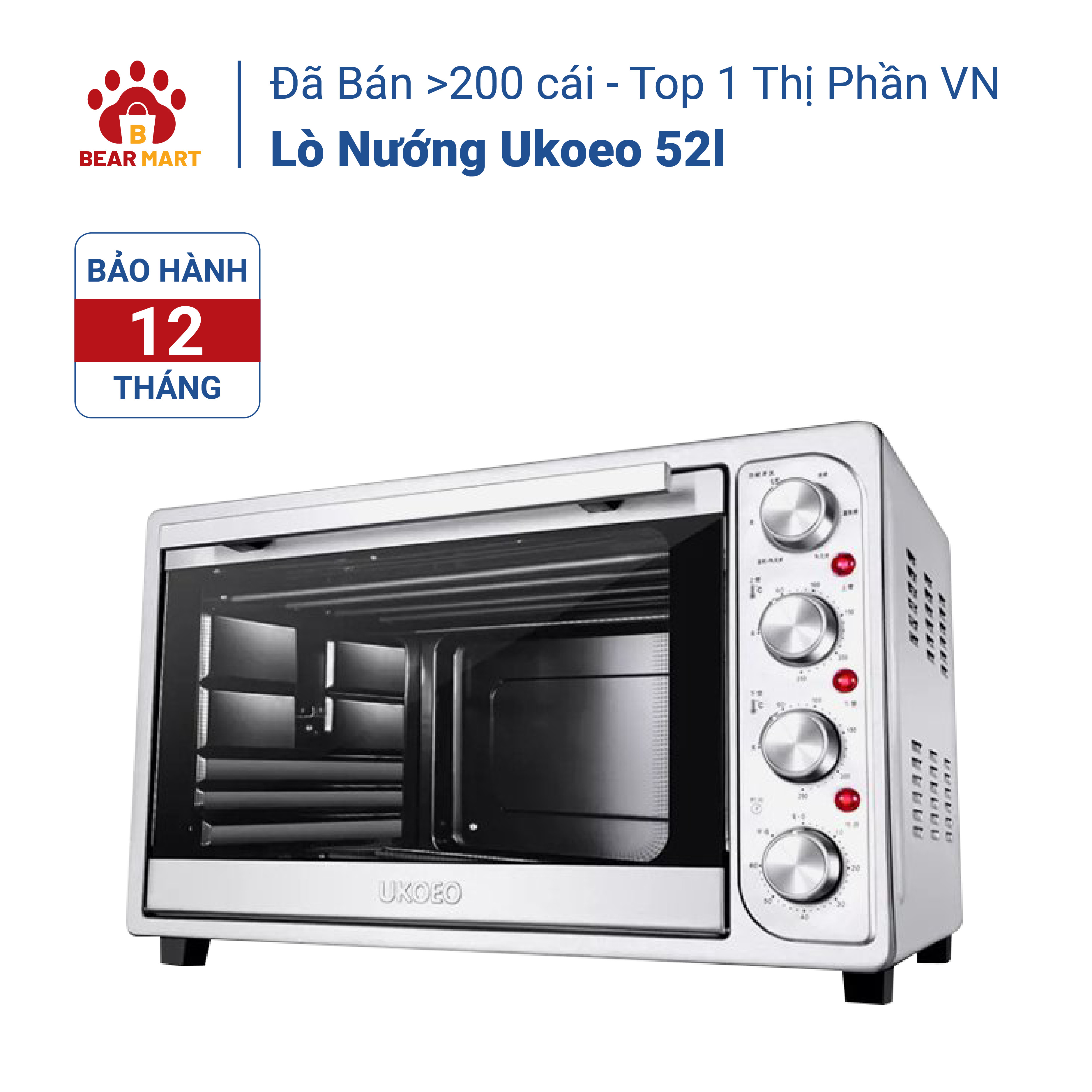 Lò Nướng Ukoeo 52l Mã 5002 - Hàng Có Sẵn - Bảo Hành 12 Tháng - Chính Hãng