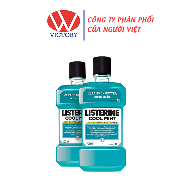 [HCM]Nước súc miệng LISTERINE COOL MINT (750ml) - Ngừa sâu răng hôi miệng - Victory Pharmacy