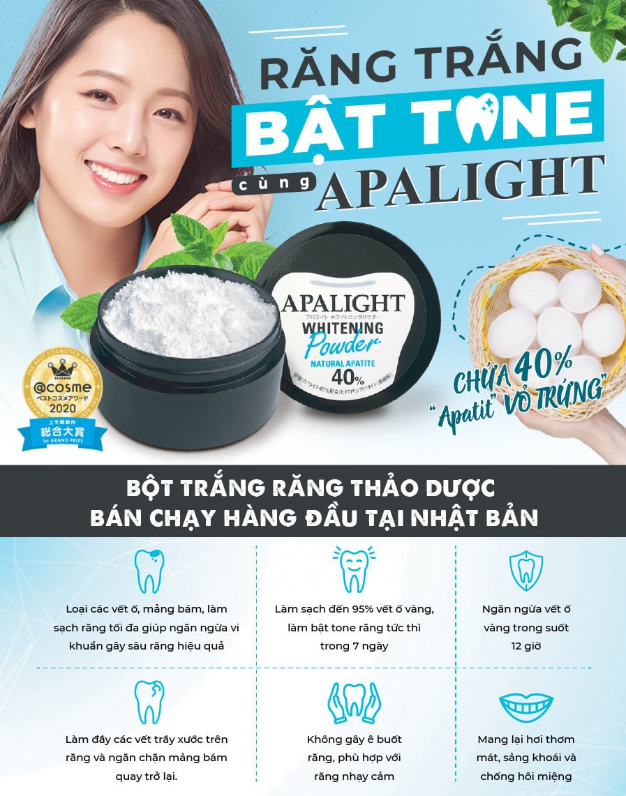 Bột trắng răng Apalight nhập khẩu Nhật Bản