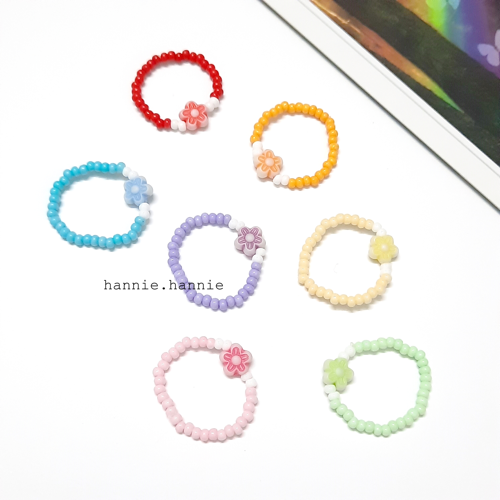 ✿ Nhẫn HOA ✿ - Nhẫn nữ cườm pastel handmade đơn giản dễ thương