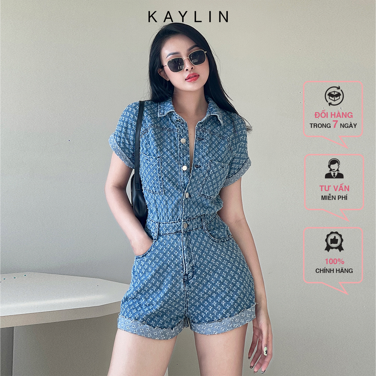 Bộ jumpsuit jean nữ tôn dáng kaylin - n1725